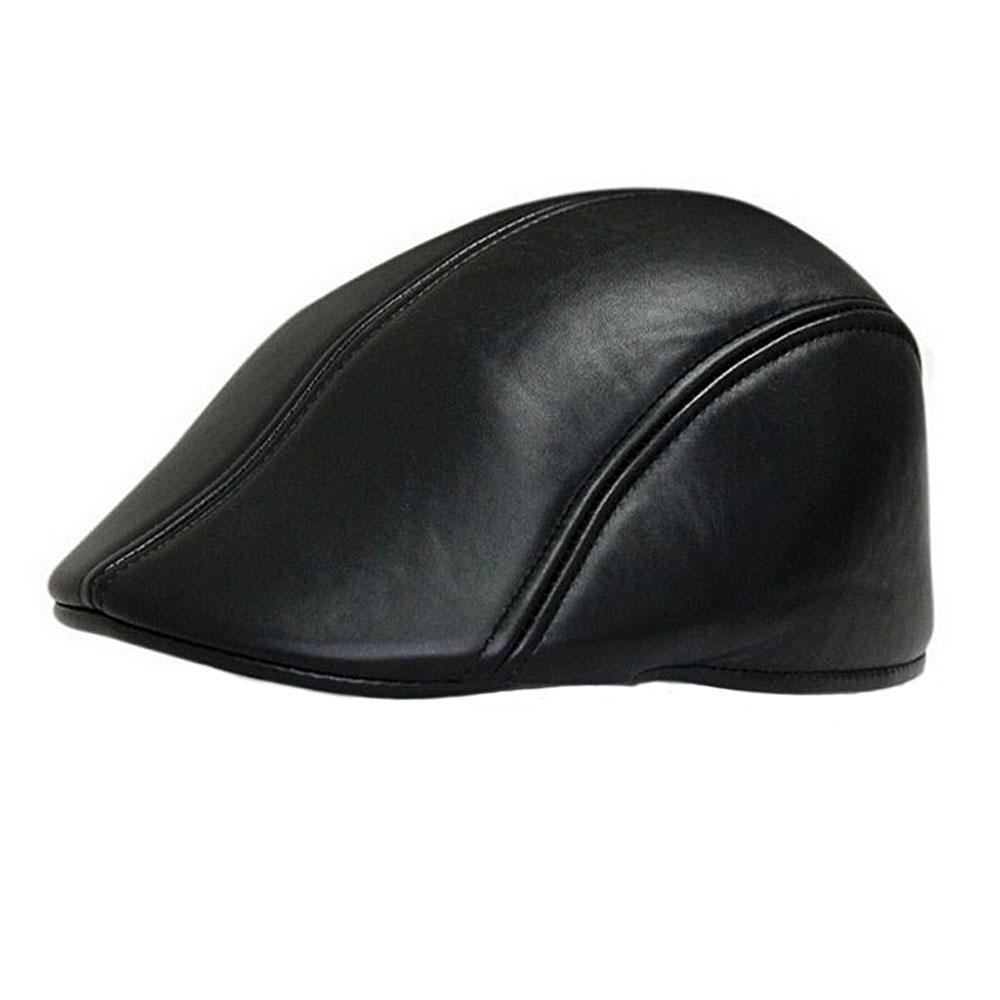 Flat Cap / Gatsby / Gubbkeps – Läderimitation – Svart