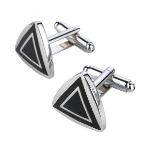 Manschettknappar – Eleganta triangelformade i silver och svart