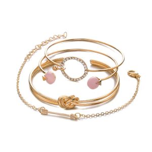 Smyckesset – Mixade armband i guld 4 st