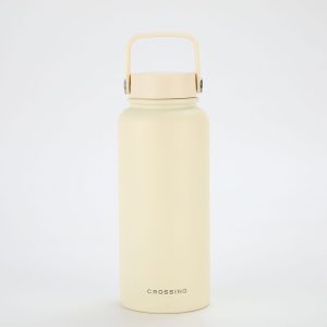 Crossing Urban Ceramic S/S Insulated Flat Cap Bottle With Handle 1000ml – Cotton (White)