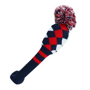 Stickad headcover – Spoon / Fairway – Rutig (röd, blå, vit)